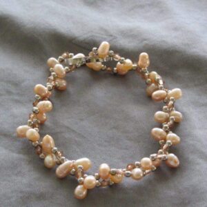 Nuggetparel armband natuurtint roze