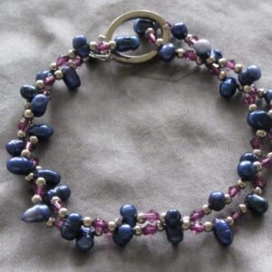 Nuggetparel armband paarsblauw