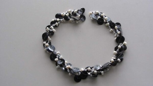 Schelpketting zwart met nuggetparel wit - Afbeelding 3